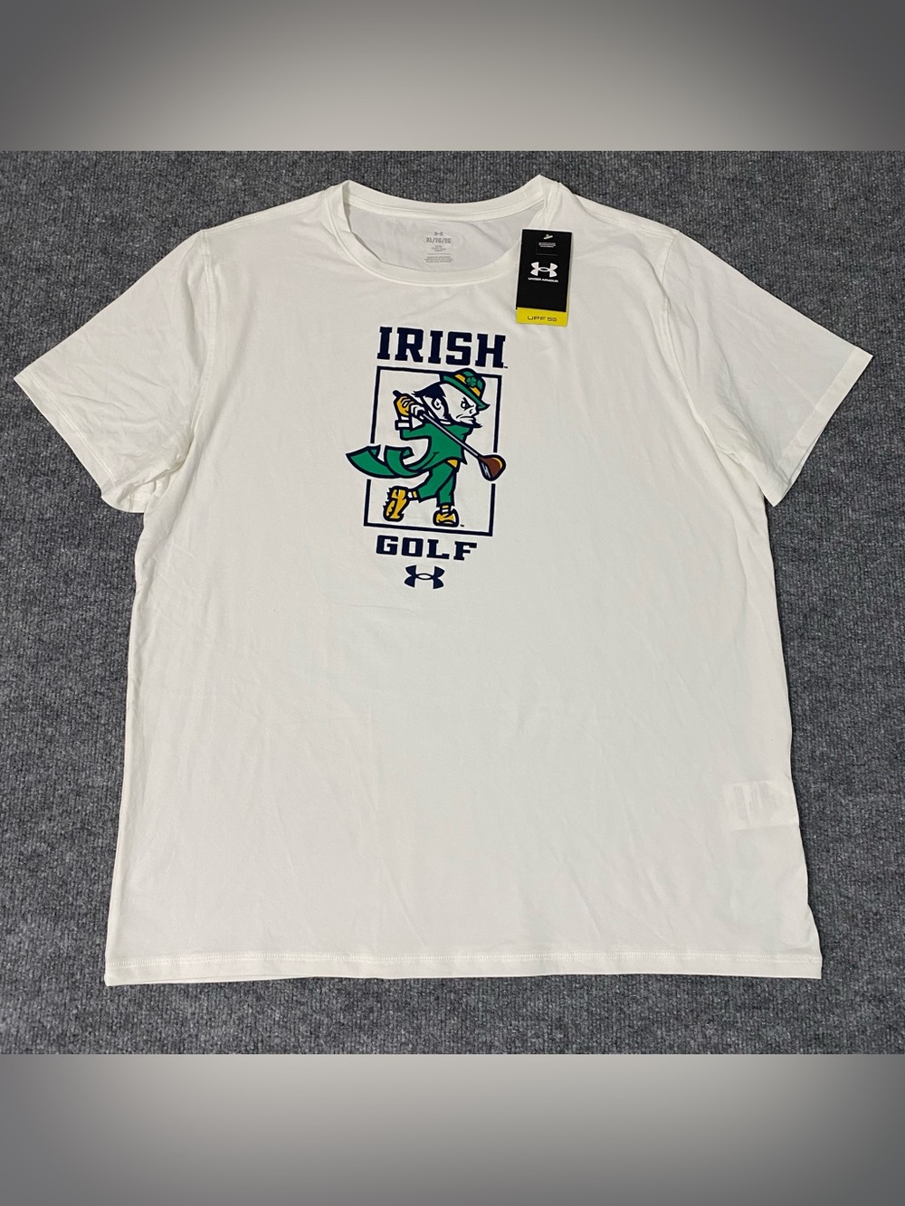 Under Armour Notre Dame Golf Leprechaun Tech Stretch Men’s XL Shirt NWT READ